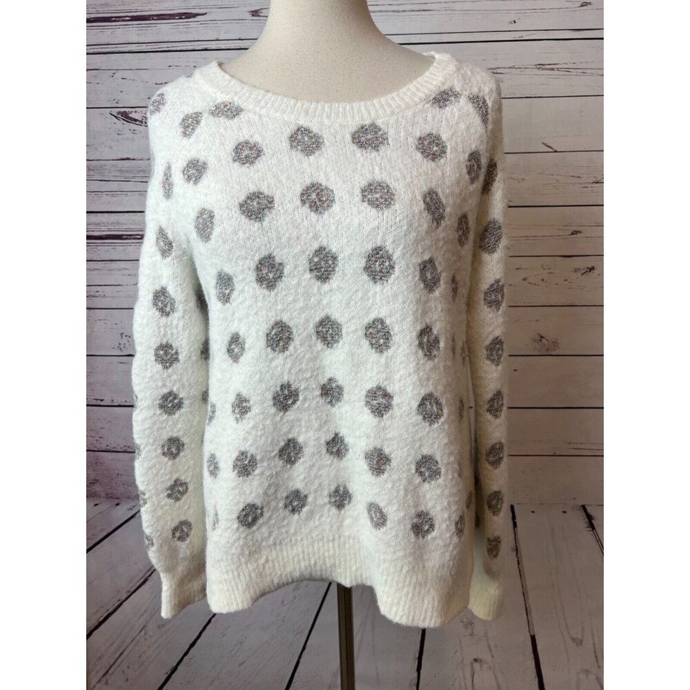 ModCloth Tinsel Ugly Christmas Sweater Small Pullover Fuzzy Dot Knit Womens